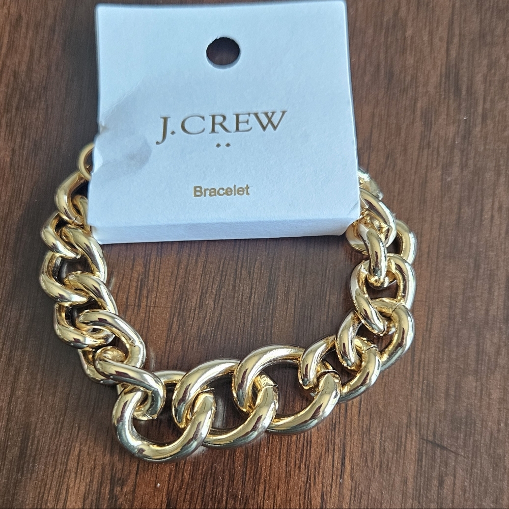 J.Crew Chunky Curb Chain Statement Bracelet, Gold - Picture 2 of 2